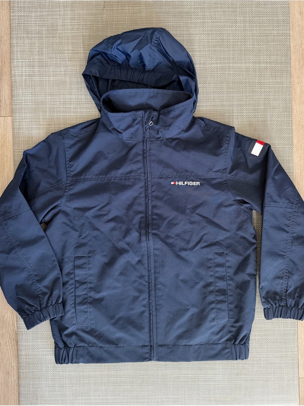 Tommy Hilfiger Navy Blue Hooded Windbreaker Jacket Youth S/P(6-7)